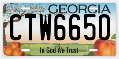 GA license plate CTW6650