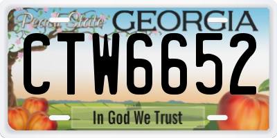 GA license plate CTW6652