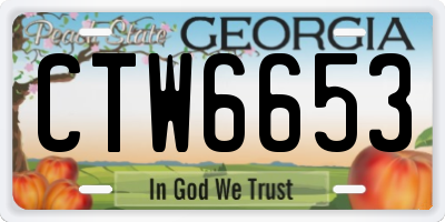 GA license plate CTW6653
