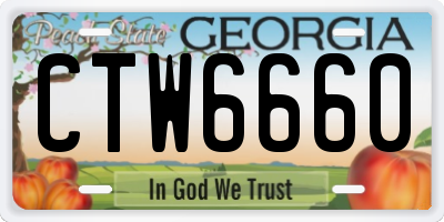 GA license plate CTW6660