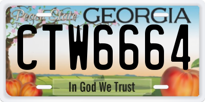GA license plate CTW6664