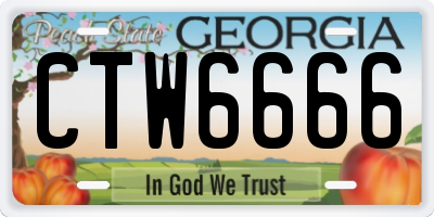 GA license plate CTW6666