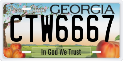 GA license plate CTW6667