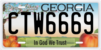 GA license plate CTW6669