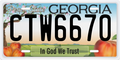 GA license plate CTW6670