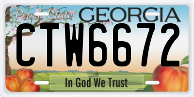 GA license plate CTW6672
