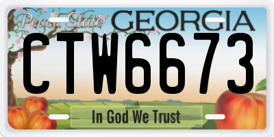 GA license plate CTW6673