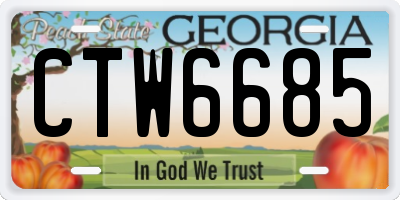 GA license plate CTW6685