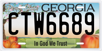 GA license plate CTW6689