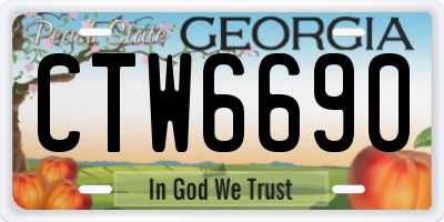 GA license plate CTW6690