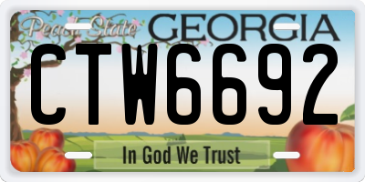 GA license plate CTW6692