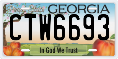 GA license plate CTW6693