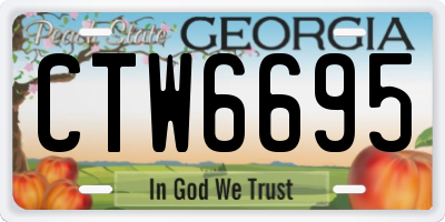 GA license plate CTW6695