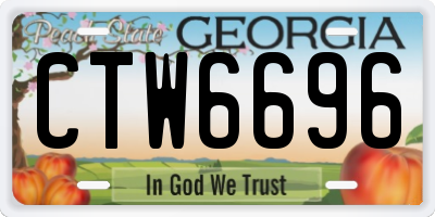 GA license plate CTW6696