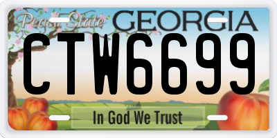 GA license plate CTW6699