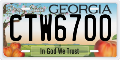 GA license plate CTW6700