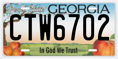 GA license plate CTW6702