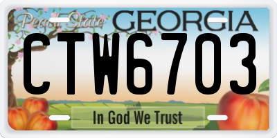 GA license plate CTW6703