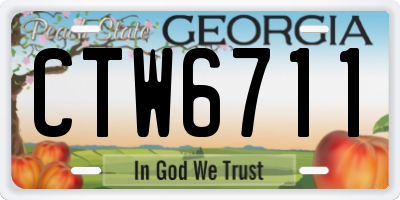 GA license plate CTW6711
