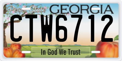 GA license plate CTW6712