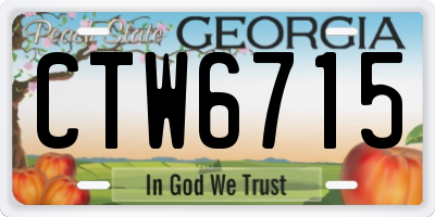 GA license plate CTW6715