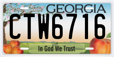 GA license plate CTW6716
