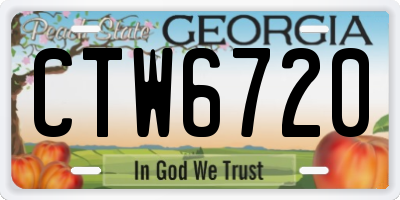 GA license plate CTW6720