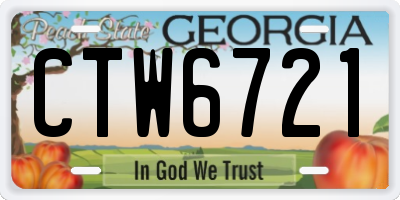GA license plate CTW6721