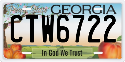 GA license plate CTW6722