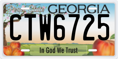 GA license plate CTW6725
