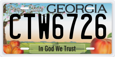 GA license plate CTW6726