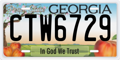 GA license plate CTW6729