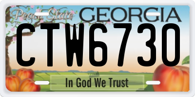 GA license plate CTW6730