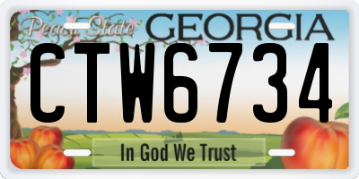 GA license plate CTW6734