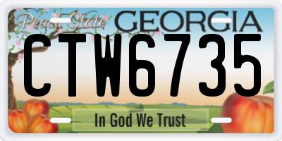 GA license plate CTW6735