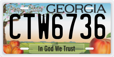 GA license plate CTW6736