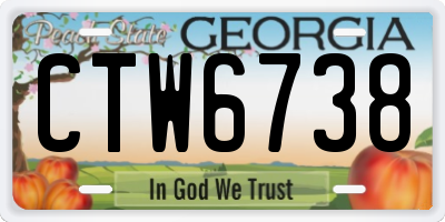 GA license plate CTW6738