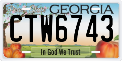 GA license plate CTW6743