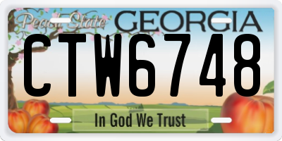 GA license plate CTW6748