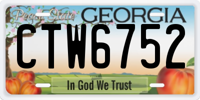 GA license plate CTW6752