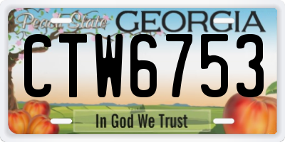 GA license plate CTW6753