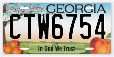 GA license plate CTW6754