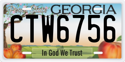 GA license plate CTW6756