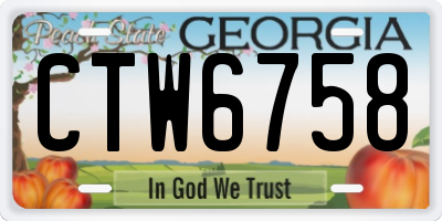 GA license plate CTW6758