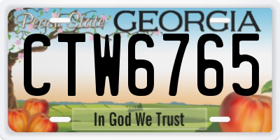 GA license plate CTW6765