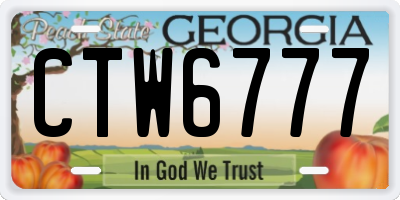 GA license plate CTW6777