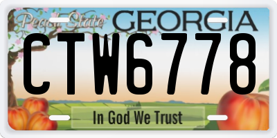 GA license plate CTW6778