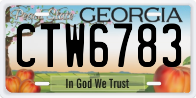 GA license plate CTW6783