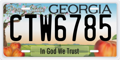 GA license plate CTW6785