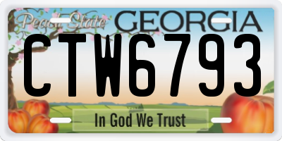 GA license plate CTW6793